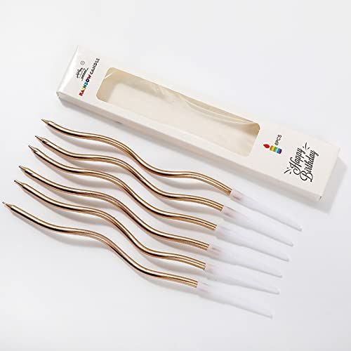 Metallic Trendy Curly Candles (Pack of 6 Pcs)