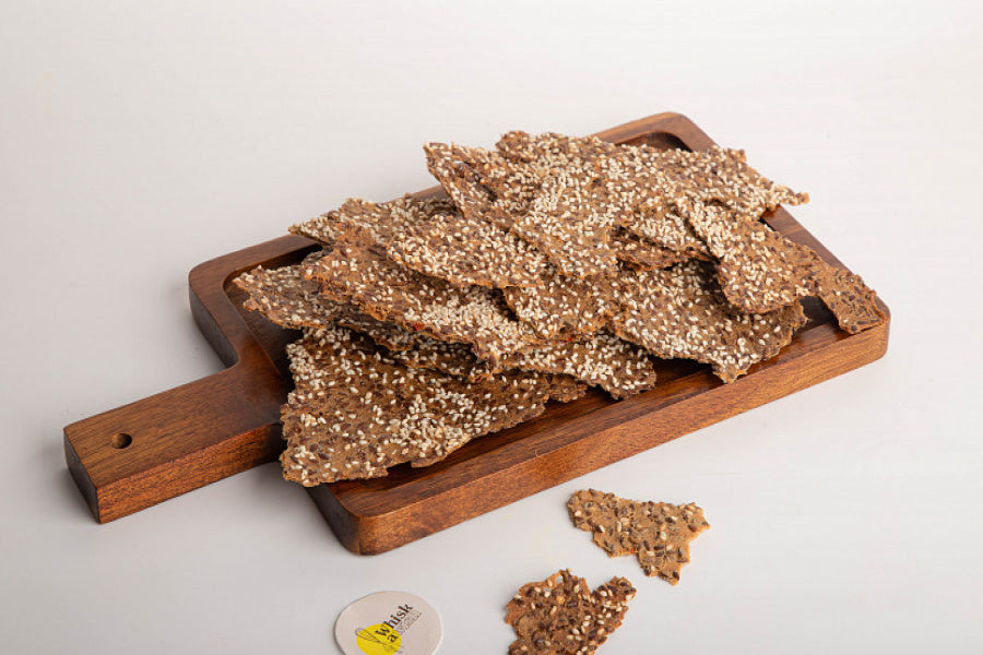 Eggless Garlic Spiced Seed Crackers