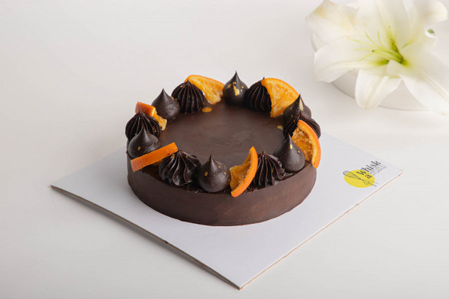 Eggless Frosted Orange Chocolate Cake
